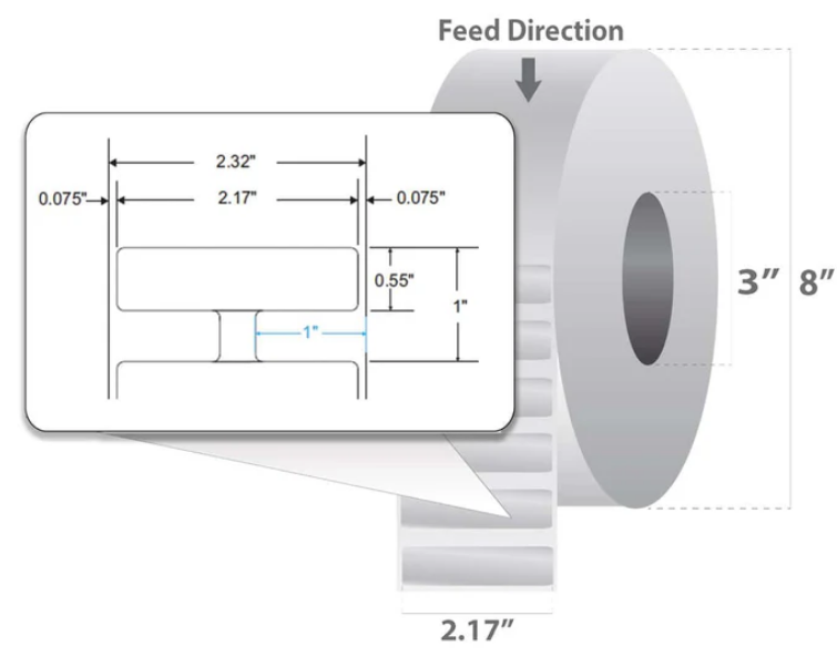 ZEBRA LABEL POLY-TT PERM 55X14 1000/R 76MM RFID